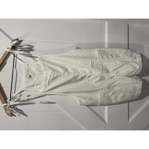 aerie White Cotton Tie-Strap Overalls Medium